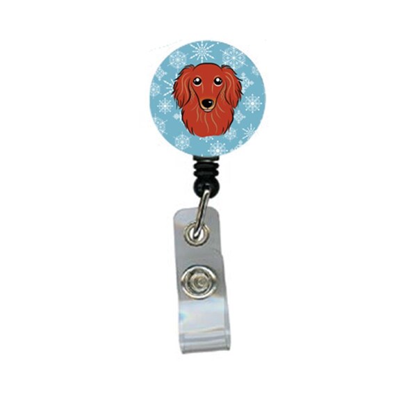 Carolines Treasures Snowflake Longhair Red Dachshund Retractable Badge Reel - BB1648BR