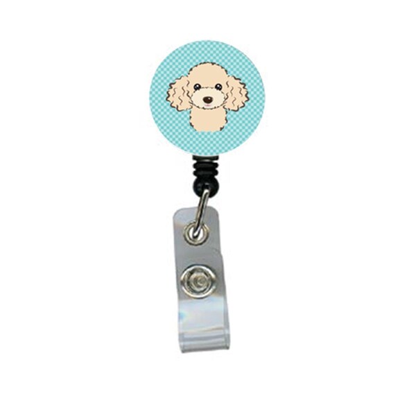 Teacher&Aposs Aid Checkerboard Blue Buff Poodle Retractable Badge Reel - TE3441766