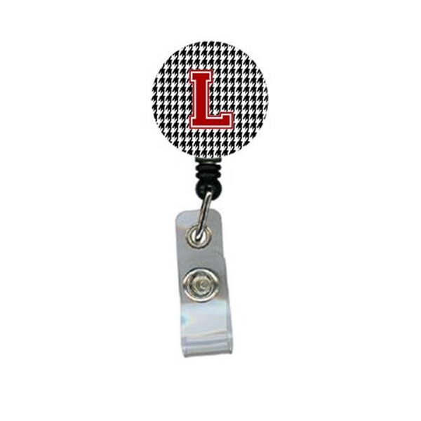 Carolines Treasures Carolines Treasures CJ1021-L-BR Houndstooth Black Initial L Monogram Initial Retractable Badge Reel Or Id Holder With Clip - CJ1021-L-BR