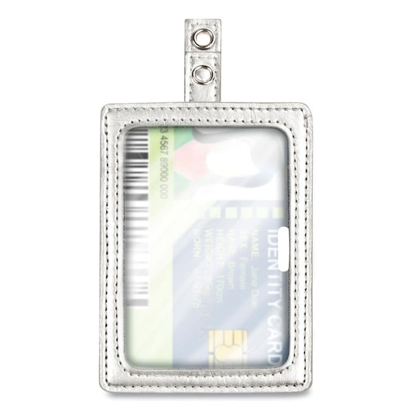 Consol Stamp 2.5 x 4 in. Myid Vertical & Horizontal Leather ID Badge Holder, Silver - 75004