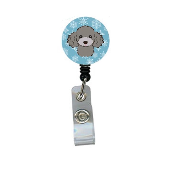 Carolines Treasures Snowflake Silver Gray Poodle Retractable Badge Reel - BB1693BR