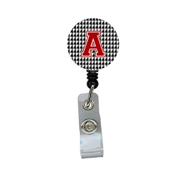 Carolines Treasures Houndstooth Black Initial A Monogram Initial Retractable Badge Reel or ID Holder with Clip - CJ1021-A-BR