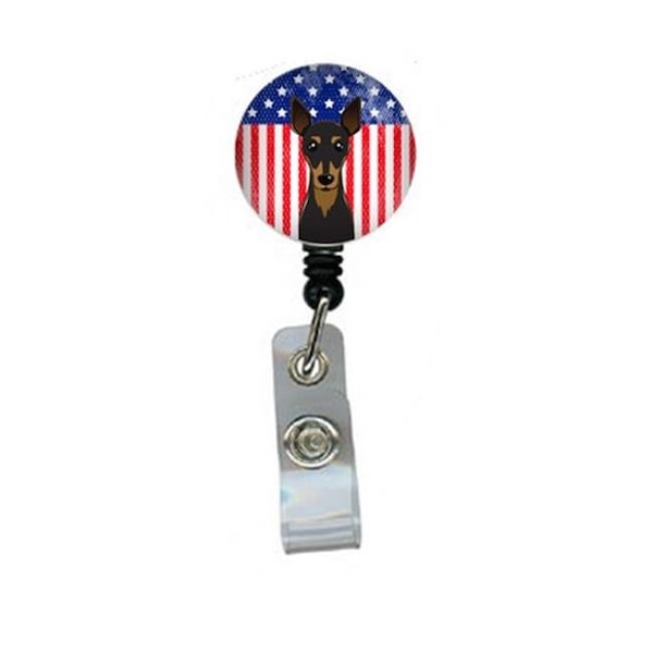Carolines Treasures Carolines Treasures BB2170BR American Flag & Miniature Pinscher Retractable Badge Reel - BB2170BR