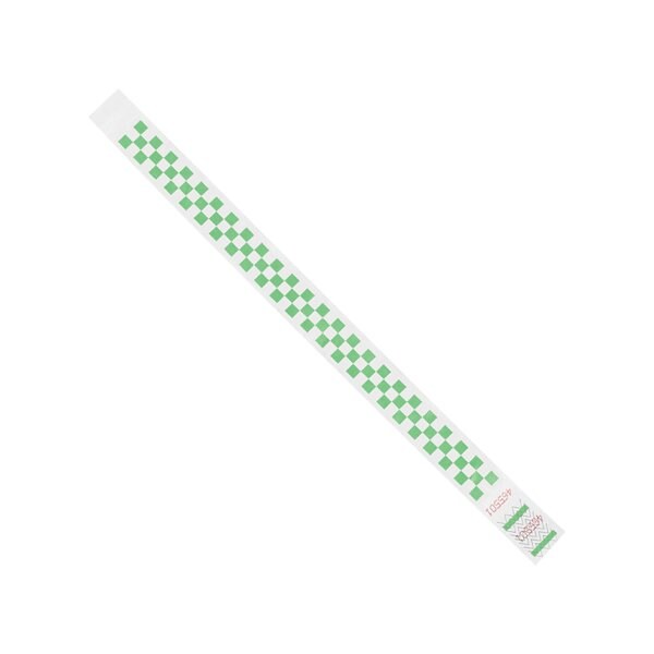 Bsc Preferred 3/4 x 10'' Green Checkerboard Tyvek Wristbands, 500PK - BUY00022014