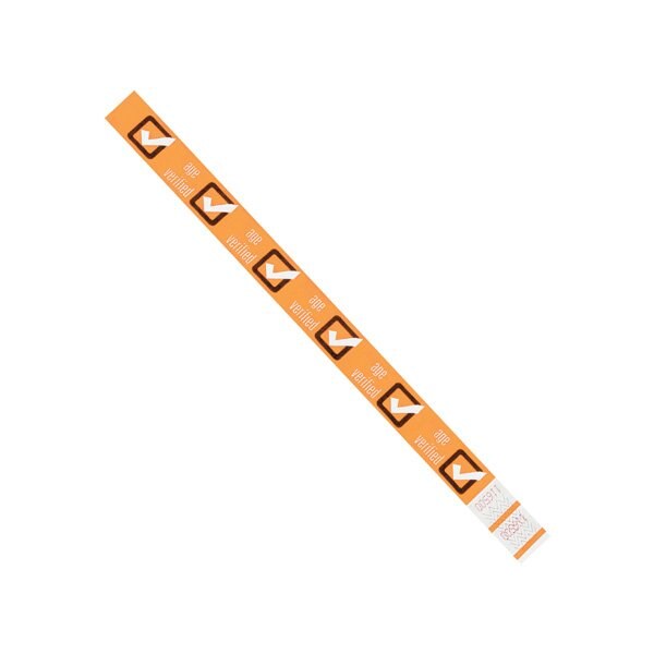 Bsc Preferred 3/4 x 10'' Orange ''Age Verified'' Tyvek Wristbands, 500PK - BUY00022008