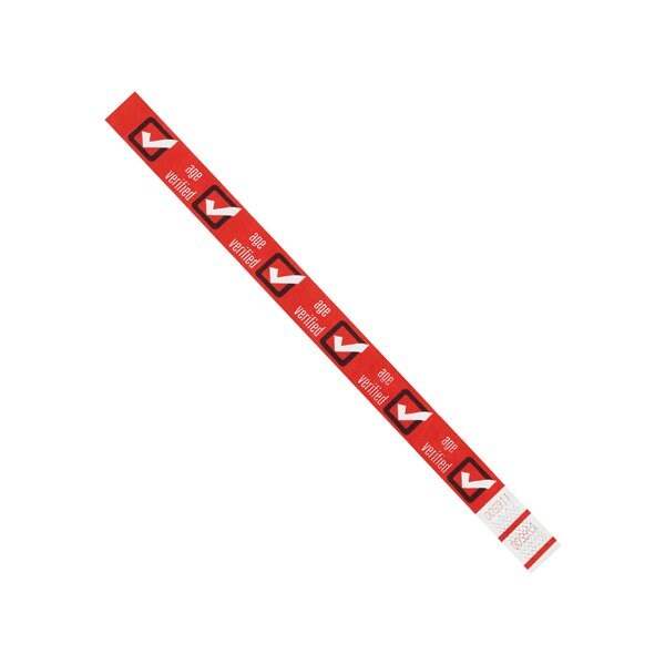 Bsc Preferred 3/4 x 10'' Red ''Age Verified'' Tyvek Wristbands, 500PK - BUY00022010