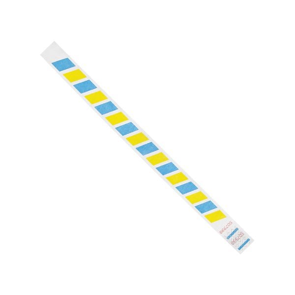 Bsc Preferred 3/4 x 10'' Blue/Yellow Stripes Tyvek Wristbands, 500PK - BUY00030581