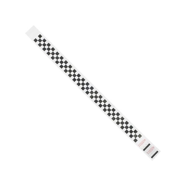 Bsc Preferred 3/4 x 10'' Black Checkerboard Tyvek Wristbands, 500PK - BUY00022018