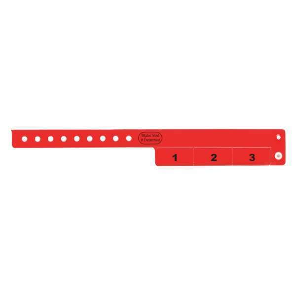 Identiplus ID Wristband, Vinyl, Cash Tag, Red, PK500 - VC3-03