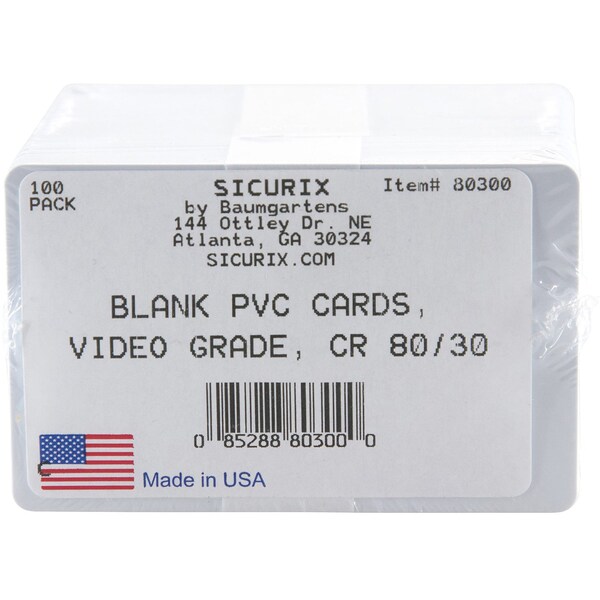 Sicurix Blank ID Cards, For Printers, Badges, PK100 - BAU 80300