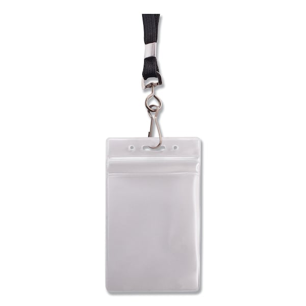 Advantus Resealable Badge Holder Combo Pack, 36" Lanyard, Vertical, Transparent Frost 3.68" x 5" Holder, PK20 - AVT91131
