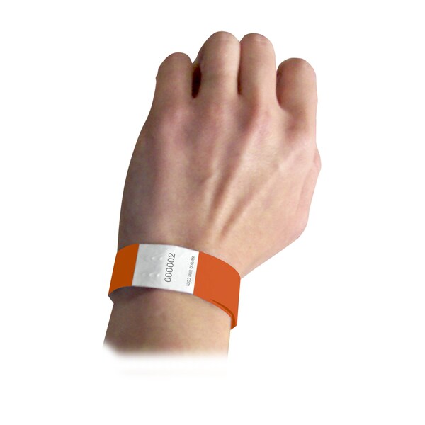 C-Line Products DuPont Tyvek Security Wristbands, Orange, 100PK - 89102