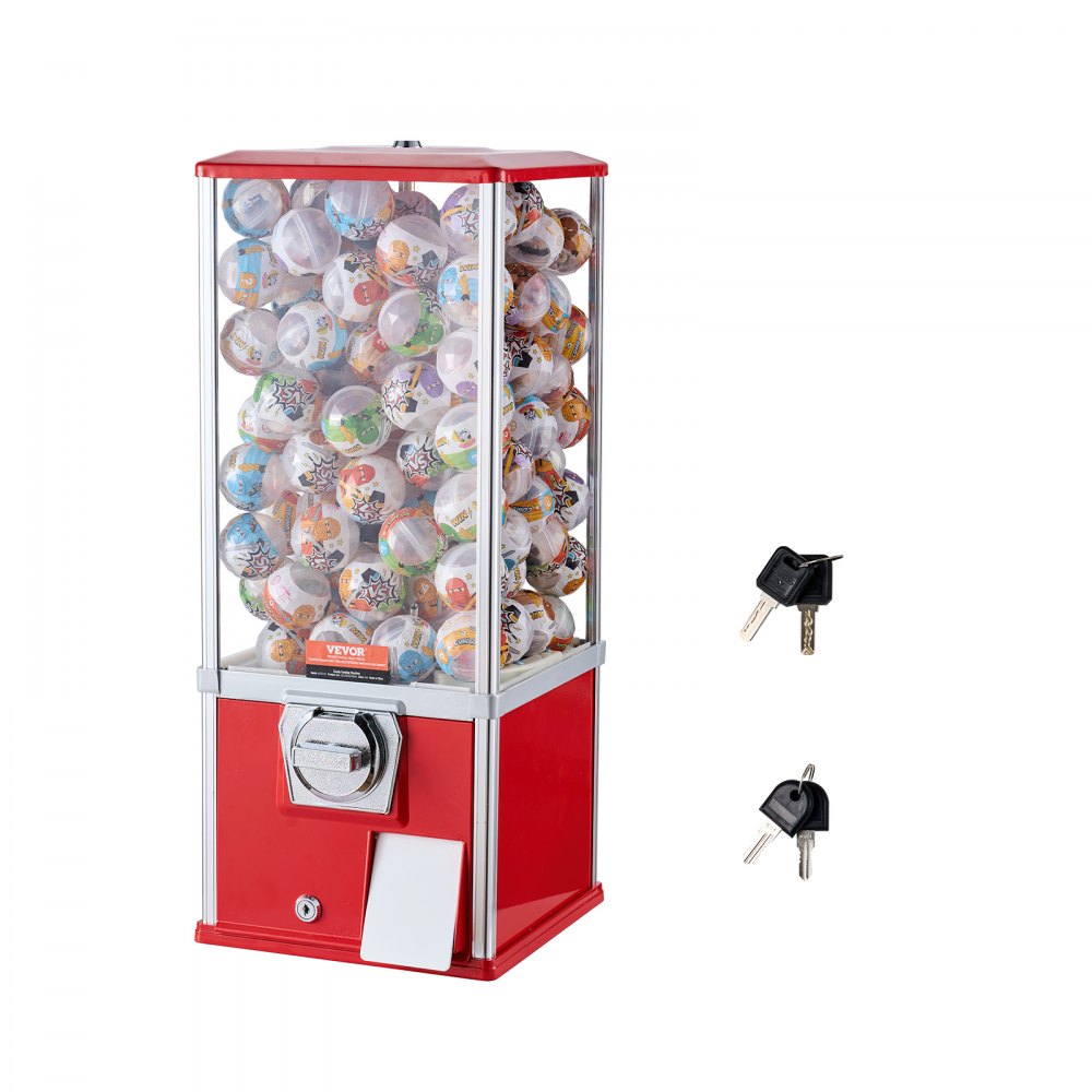 VEVOR 25"H Gumball Machine Vending Coin Bank Vintage Gumballs Dispenser PS Red - TSTGFMJHSFX2TC9ZDV0