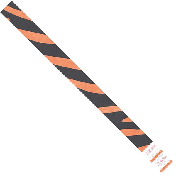 Tyvek Tyvek Wristbands, 3/4" x 10", Orange Zebra Stripe, 500/Case - WR108OR