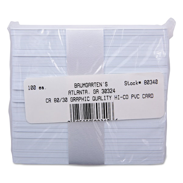 Sicurix SICURIX Blank ID Card with Magnetic Strip, 2 1/8 x 3 3/8, White, PK100 - BAU80340