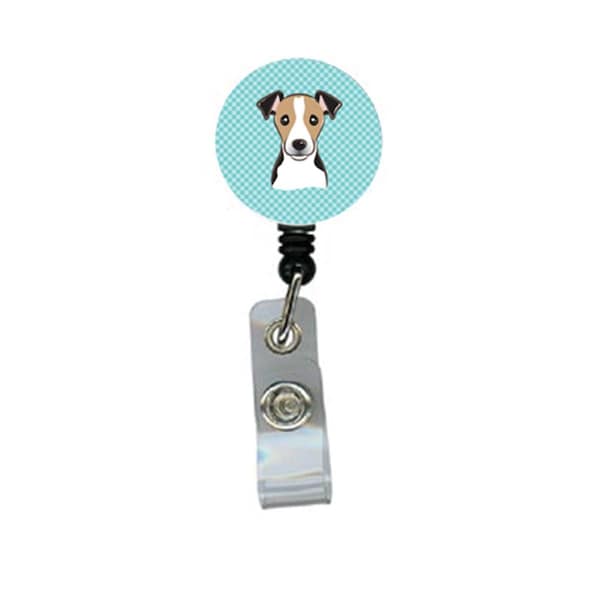 Carolines Treasures Checkerboard Blue Jack Russell Terrier Retractable Badge Reel - BB1199BR