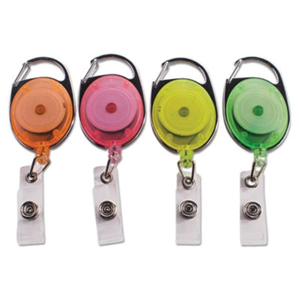 The Workstation 30 in. Extension Carabiner-Style Retractable ID Card ReelAssorted Neon, 20PK - TH532979