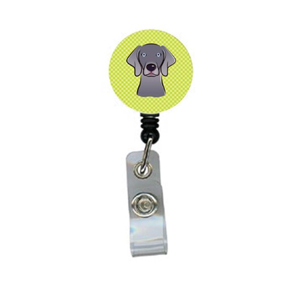 Carolines Treasures Checkerboard Lime Green Weimaraner Retractable Badge Reel - BB1293BR
