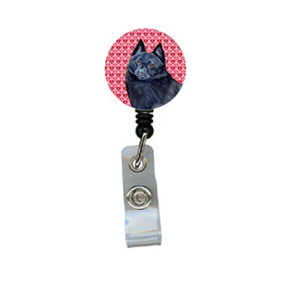Carolines Treasures Schipperke Valentines Love and Hearts Retractable Badge Reel or ID Holder with Clip - LH9159BR