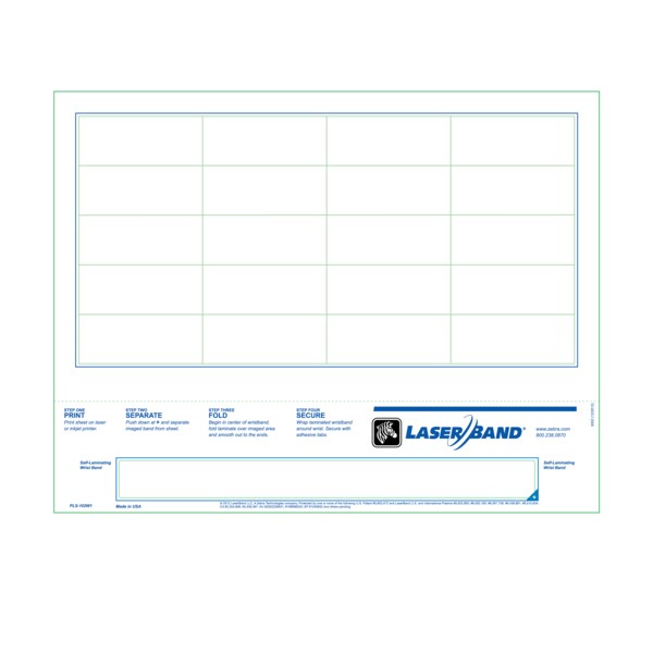 Nevs Laser Band - Adult Wristband (Tamper Evident) 8-1/2" x 11" - LB-8
