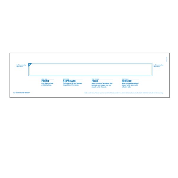 Nevs Laser Band - Adult Wristband (Tamper Evident) 8-1/2" x 11" - LB-2