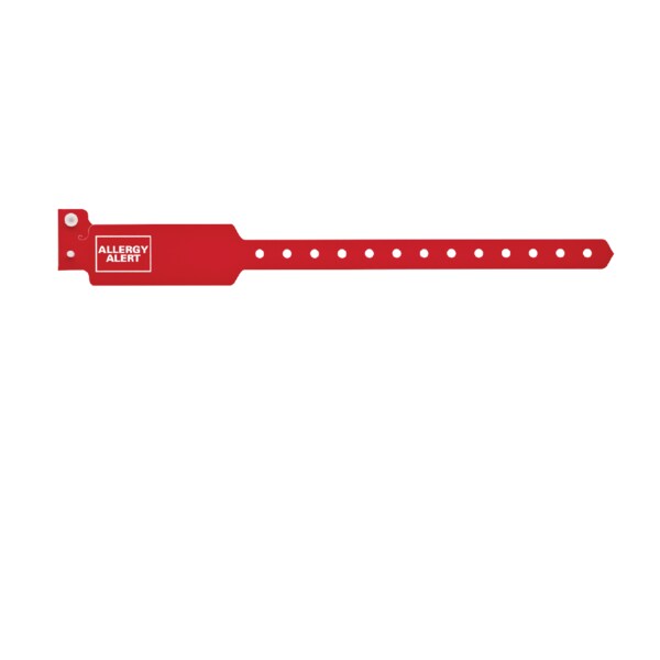 Nevs Wristband - Poly - Allergy Alert 5/8" x 10" Red w/White - WB-0053