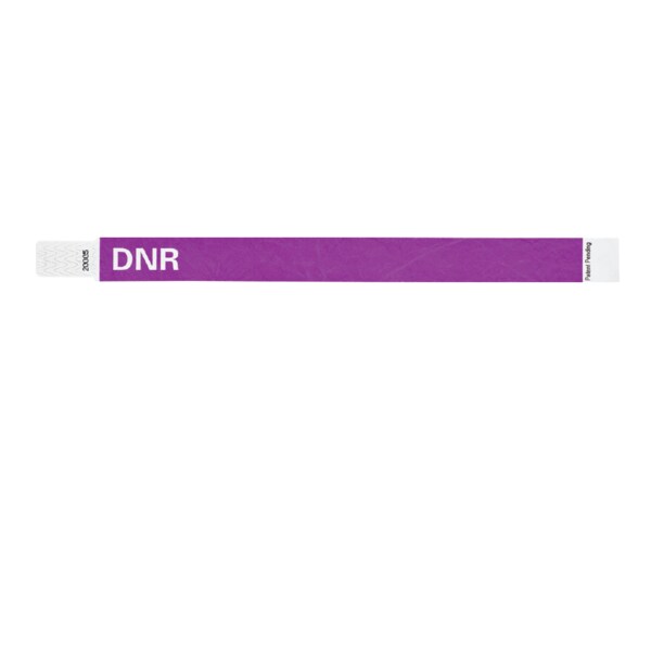 Nevs Wristband - Tyvek - DNR 1" x 10" Purple w/White - WB-0023