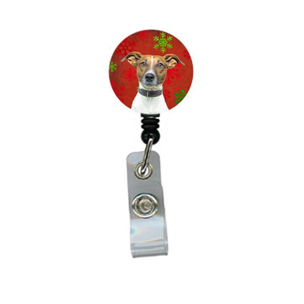 Carolines Treasures Red Snowflakes Holiday Christmas Jack Russell Terrier Retractable Badge Reel - KJ1183BR