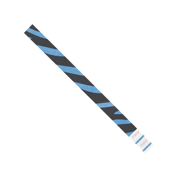 Bsc Preferred 3/4 x 10'' Blue Zebra Stripe Tyvek Wristbands, 500PK - BUY00087503