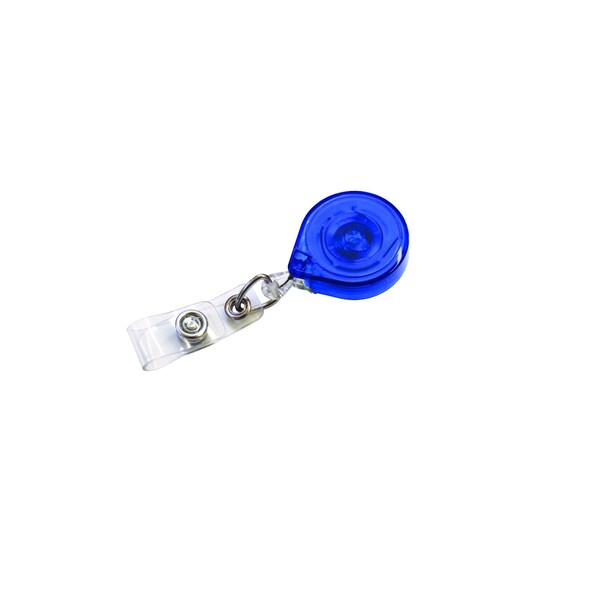 Key-Bak Round MINI-BAK, Transluscent Blue, Swivel Clip , ID Badge Strap, 25PK - 0214-016-25