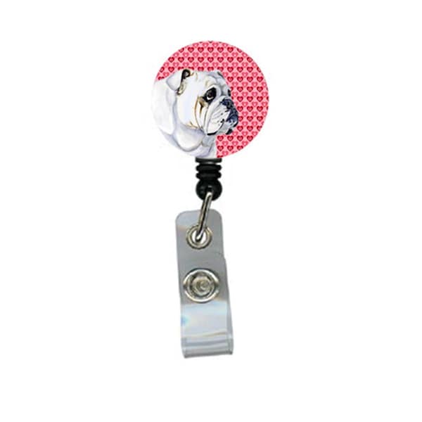 Carolines Treasures Bulldog English ValentineS Love And Hearts Retractable Badge Reel Or Id Holder With Clip - LH9139BR