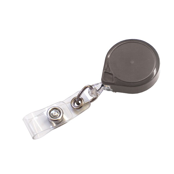 Key-Bak Round MINI-BAK, Gray, Belt Clip , ID Badge Strap, 25K, 25PK - 0054-006-25