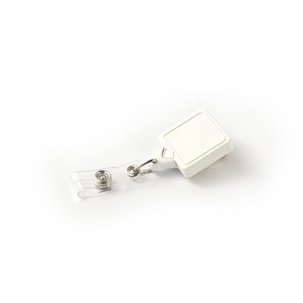 Key-Bak Square MINI-BAK, White, Swivel Clip , ID Badge Strap, 25PK - 0066-S06-25