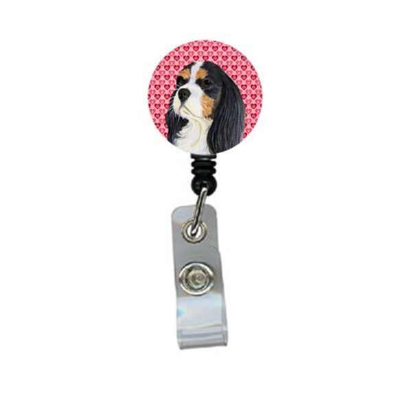 Carolines Treasures Cavalier Spaniel Valentines Love and Hearts Retractable Badge Reel or ID Holder with Clip - LH9144BR