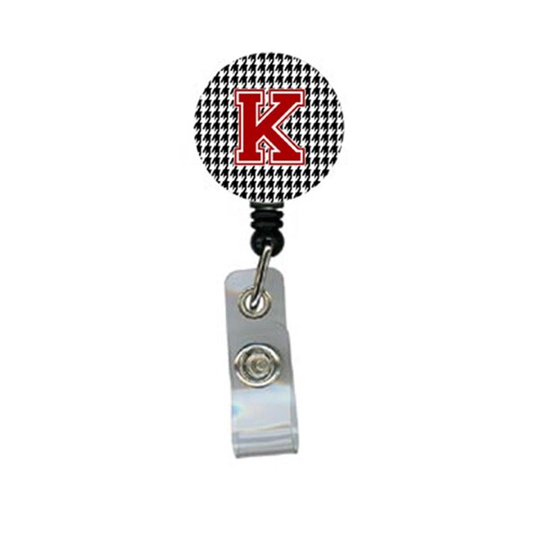 Carolines Treasures Houndstooth Black Initial K Monogram Initial Retractable Badge Reel Or Id Holder With Clip - CJ1021-K-BR