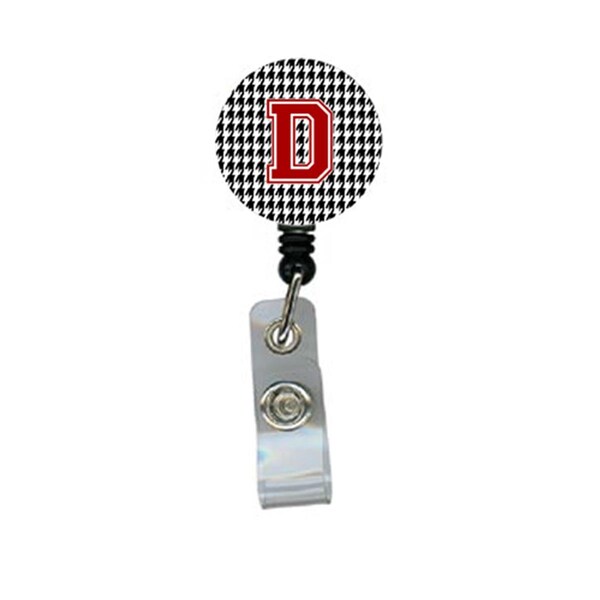 Carolines Treasures Houndstooth Black Initial D Monogram Initial Retractable Badge Reel or ID Holder with Clip - CJ1021-D-BR