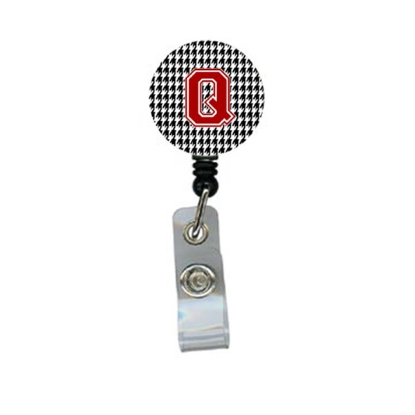 Carolines Treasures Houndstooth Black Initial Q Monogram Initial Retractable Badge Reel Or Id Holder With Clip - CJ1021-Q-BR