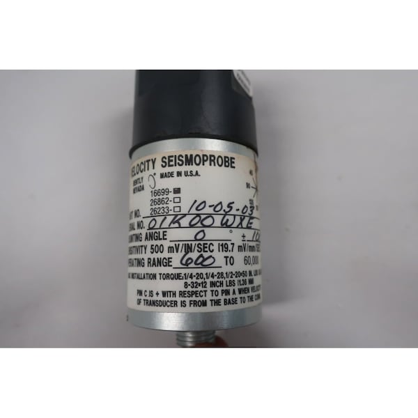 Bently Nevada Velocity Seismoprobe 500Mv/In/Sec Otro Sensor - 16699-10-05-03