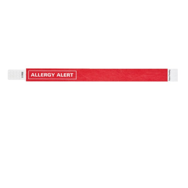 Nevs Wristband - Tyvek - Allergy Alert 1" x 10" Red w/White - WB-0019