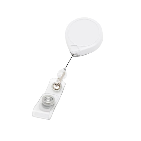 Key-Bak Round MINI-BAK, White, Swivel Clip , ID Badge Strap, 25PK - 0066-006-25