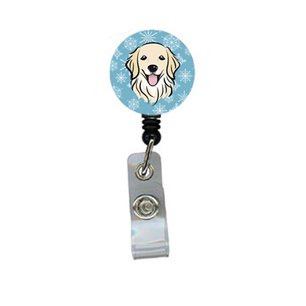 Teacher&Aposs Aid Snowflake Golden Retriever Retractable Badge Reel - TE2930046