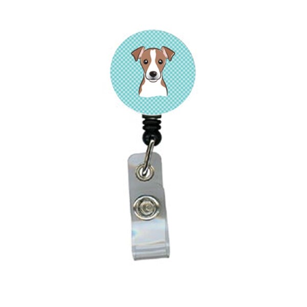 Carolines Treasures Checkerboard Blue Jack Russell Terrier Retractable Badge Reel - BB1198BR