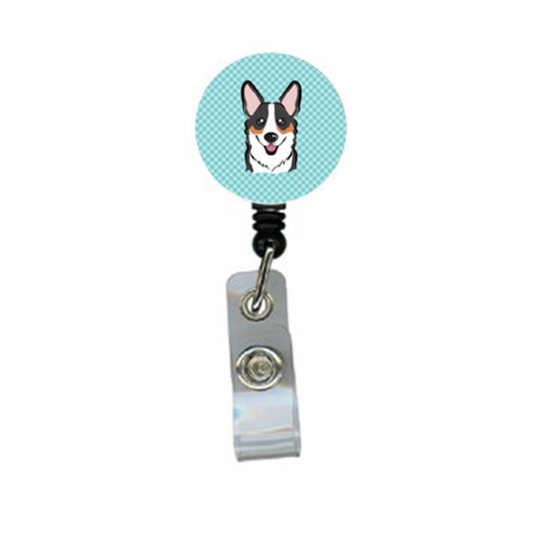 Carolines Treasures Checkerboard Blue Corgi Retractable Badge Reel - BB1193BR