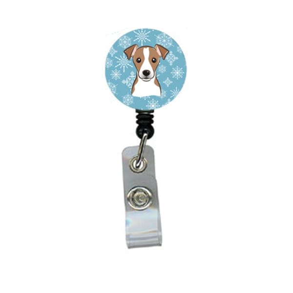 Teacher&Aposs Aid Snowflake Jack Russell Terrier Retractable Badge Reel - TE2925688