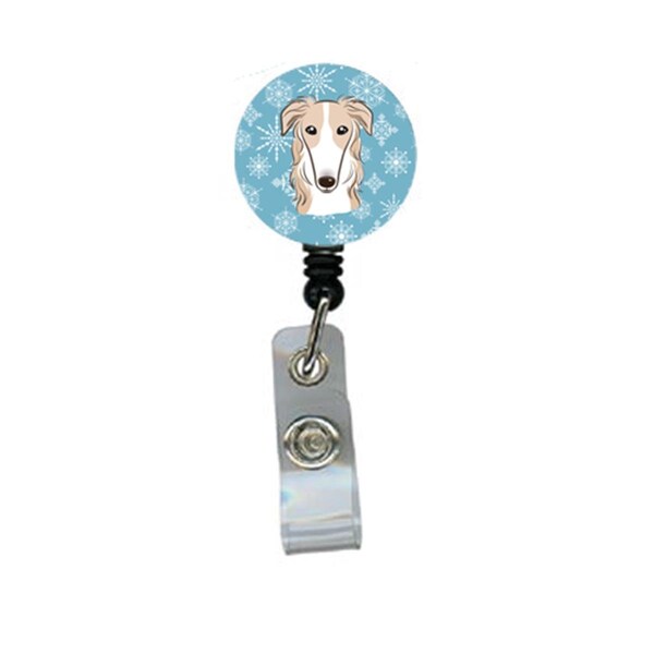 Carolines Treasures Snowflake Borzoi Retractable Badge Reel - BB1662BR