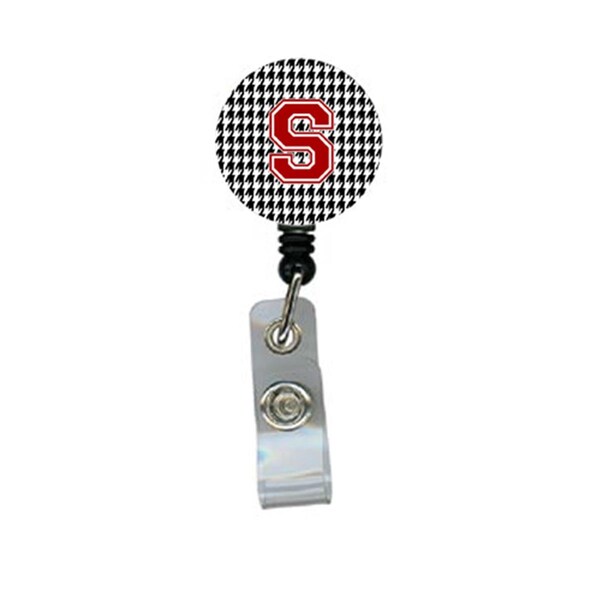 Carolines Treasures Houndstooth Black Initial S Monogram Initial Retractable Badge Reel Or Id Holder With Clip - CJ1021-S-BR