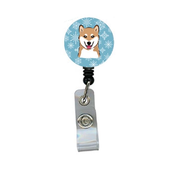 Carolines Treasures Snowflake Shiba Inu Retractable Badge Reel - BB1659BR