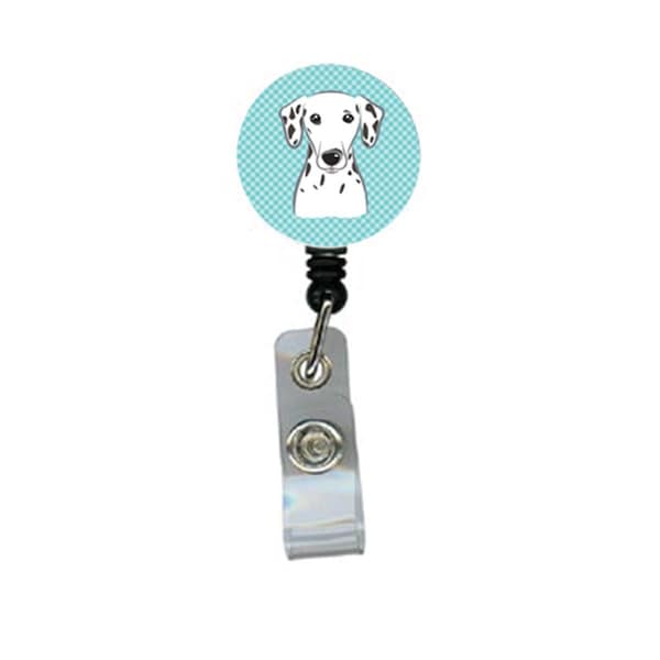 Teacher&Aposs Aid Checkerboard Blue Dalmatian Retractable Badge Reel - TE2930323