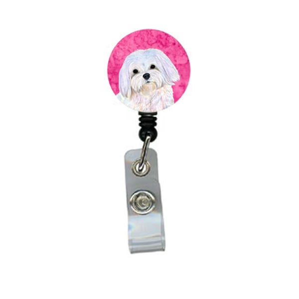 Carolines Treasures Maltese Retractable Badge Reel Or Id Holder With Clip - SS4758-PK-BR