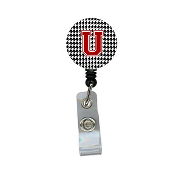 Carolines Treasures Houndstooth Black Initial U Monogram Initial Retractable Badge Reel Or Id Holder With Clip - CJ1021-U-BR